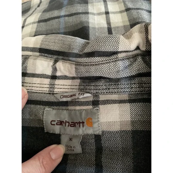 Carhartt Mens XL Original Fit Plaid Flannel Shirt Long Sleeve Workwear - Picture 2 of 2